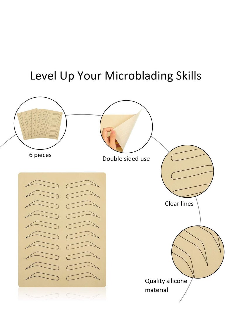 Excefore Eyebrow Practice Skin 6 Pcs Microblading Supplies Double Sided Skins for Permanent Makeup Silicone Skin Kits - Image 2