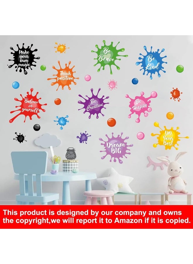 Sinekong Colorful Inspirational Quotes Wall Decals Watercolor Paint Wall Decals Ink Splatter Splotches Wall Stickers Motivational Lettering Positive Sayings Stickers for Kids Classroom Nursery Playroom School - Image 3