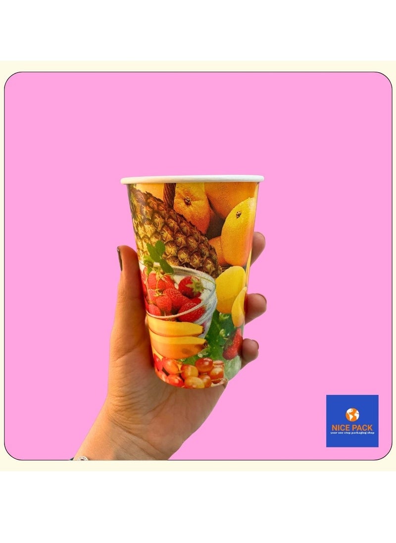 Nice Pack 50-Pieces 12oz Printed Paper Juice Cups  - Image 1