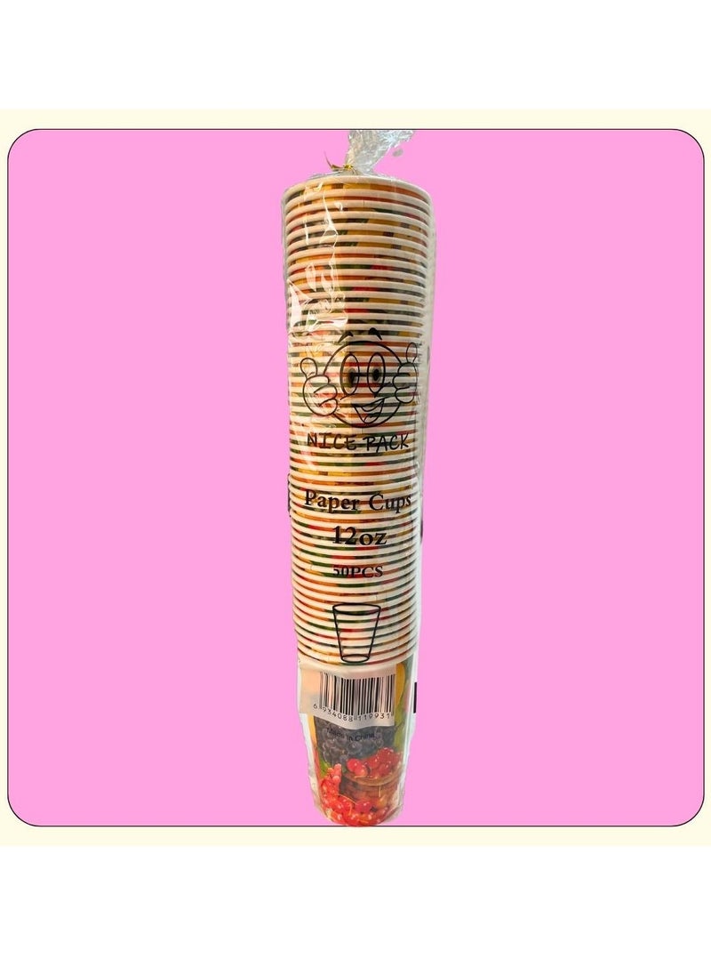 Nice Pack 50-Pieces 12oz Printed Paper Juice Cups  - Image 3