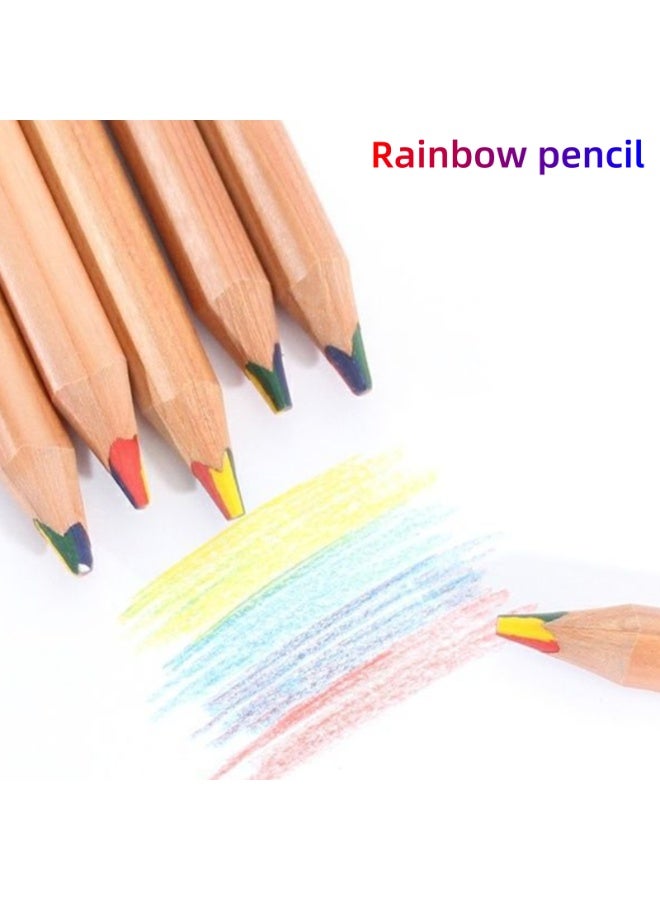 NOVOLAN Rainbow Pencil 20 pieces 4-Color Pencil Gradient Multi-Color Lead Mixed Color Student Colorful Painting Pen Convenient & Portable, From Writing & Drawing to Coloring & Doodling - Image 4