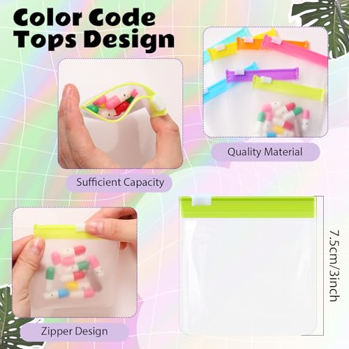 Sherr 35 Pcs Pill Pouch Bags Zippered Pill Pouch Set Reusable Translucent Medicine Organizer Self Sealing Medicine Organizer Travel Plastic Bags with Slide Lock for StorageBrightBright Colors - Image 5