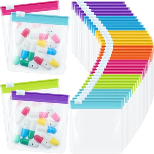 Sherr 35 Pcs Pill Pouch Bags Zippered Pill Pouch Set Reusable Translucent Medicine Organizer Self Sealing Medicine Organizer Travel Plastic Bags with Slide Lock for StorageBrightBright Colors - Image 2