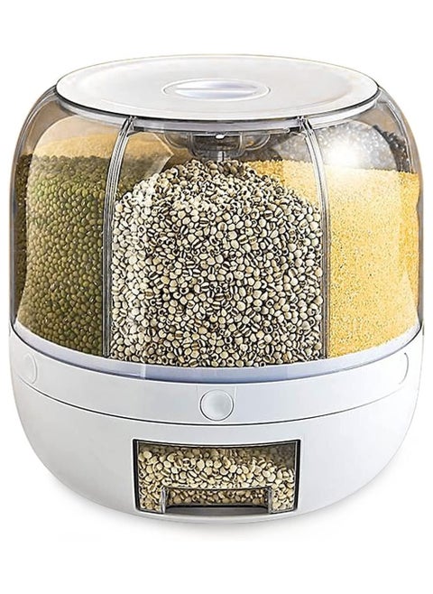 Rotatable Cereal/Grain Dispenser 15Lbs, 360° Food Dispenser with One-Click Precision for Small Grains, Beans, and Rice Storage in Kitchen