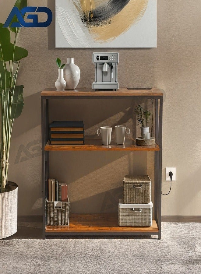 إيه جي دي طاولة وحدة التحكم مع منفذ طاقة طاولة أريكة مع رف تخزين للمدخل وغرفة المعيشة 3 طبقات مع قاعدة شحن 100*35*90 سم - Image 3