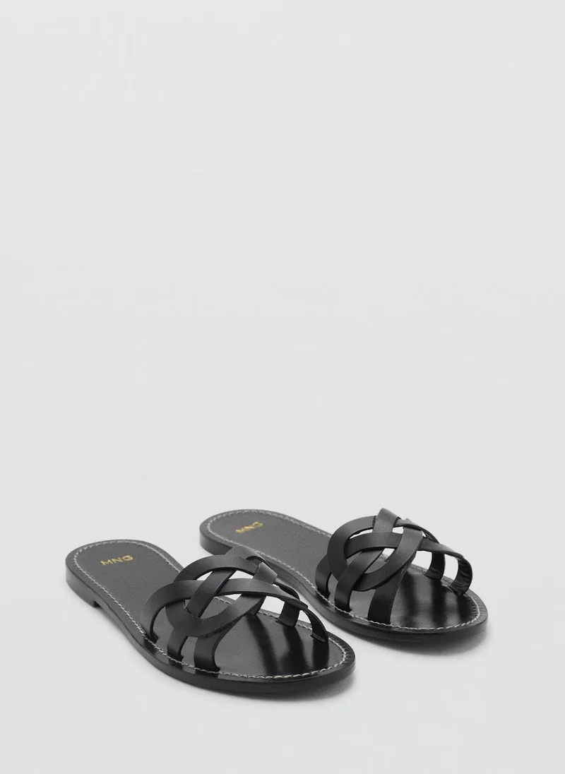 مانجو Intertwined Strap Leather Sandals