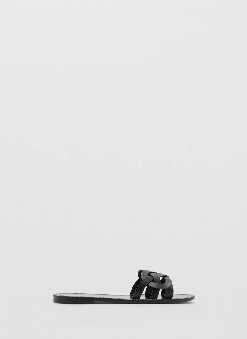 مانجو Intertwined Strap Leather Sandals