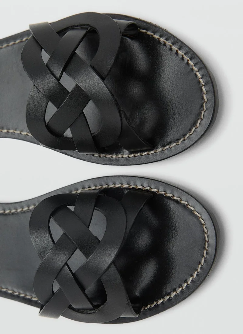 MANGO Intertwined Strap Leather Sandals