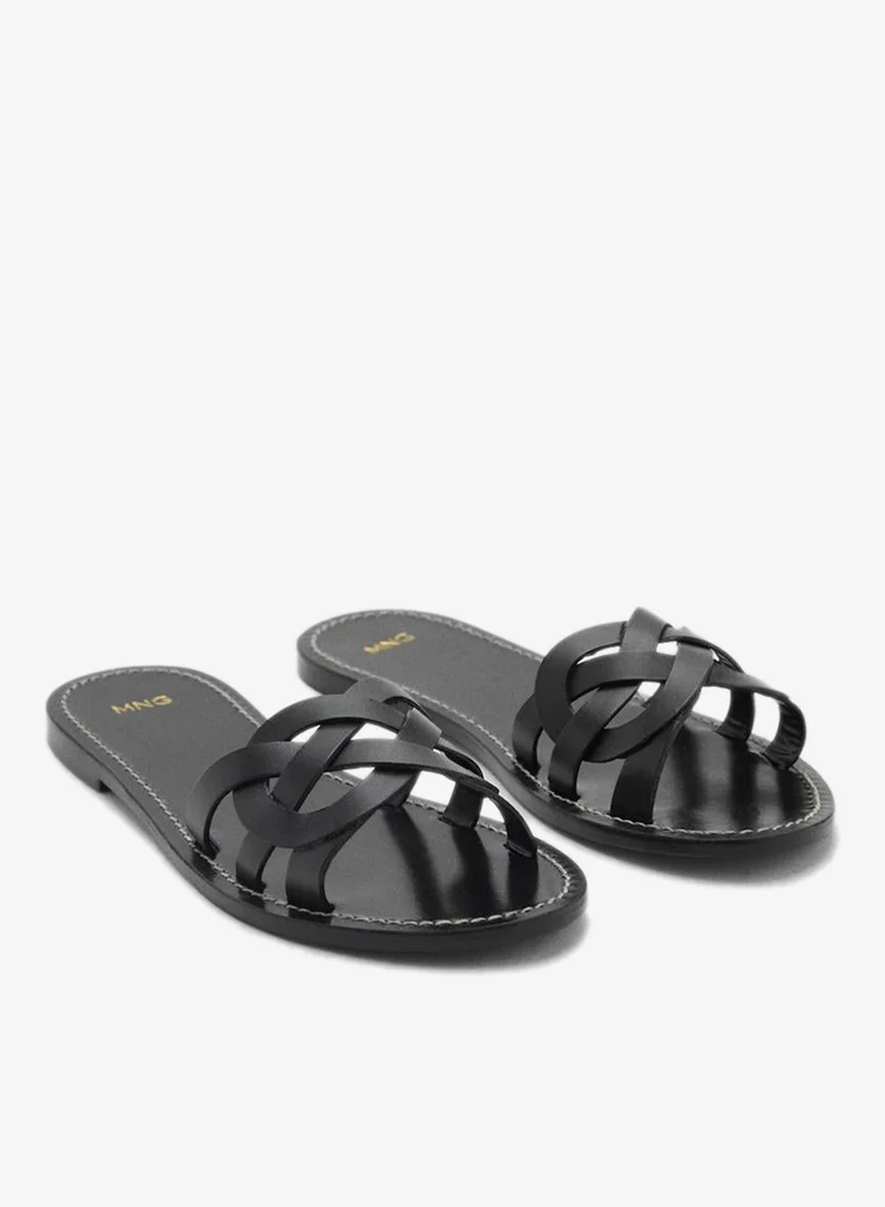 مانجو صنادل جلد بأشرطة متشابكة