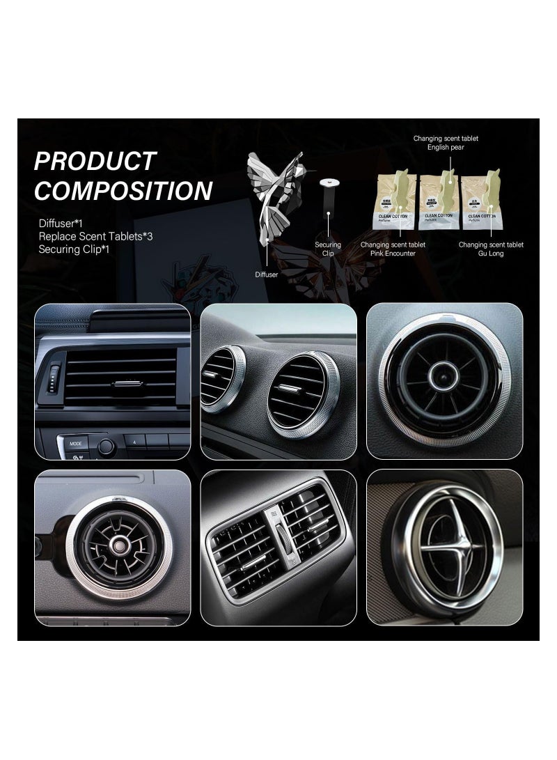 Excefore Reusable Car Air Freshener With Vent Clip, Hummingbird Modeling Vent Clip, Car Odor Eliminator, Car Decoration Accessories with 3 Scents Starter Kit - Image 5