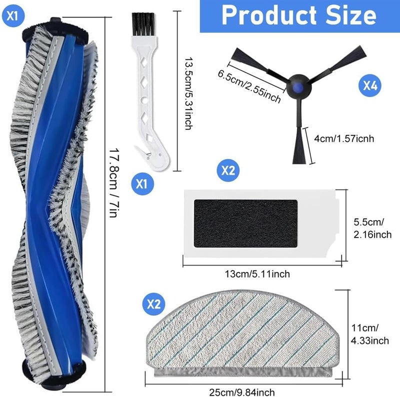 HASTHIP ® Vacuum Cleaner Accessories for Ecovacs N20 Pro/N20 Robot Replacement Vacuum Cleaner Accessories with1 Main Brush, 4 Side Brushes, 2 Mop Cloth, 2 Filters, 1 Cleaning Detailing Brush (10Pcs) - Image 2
