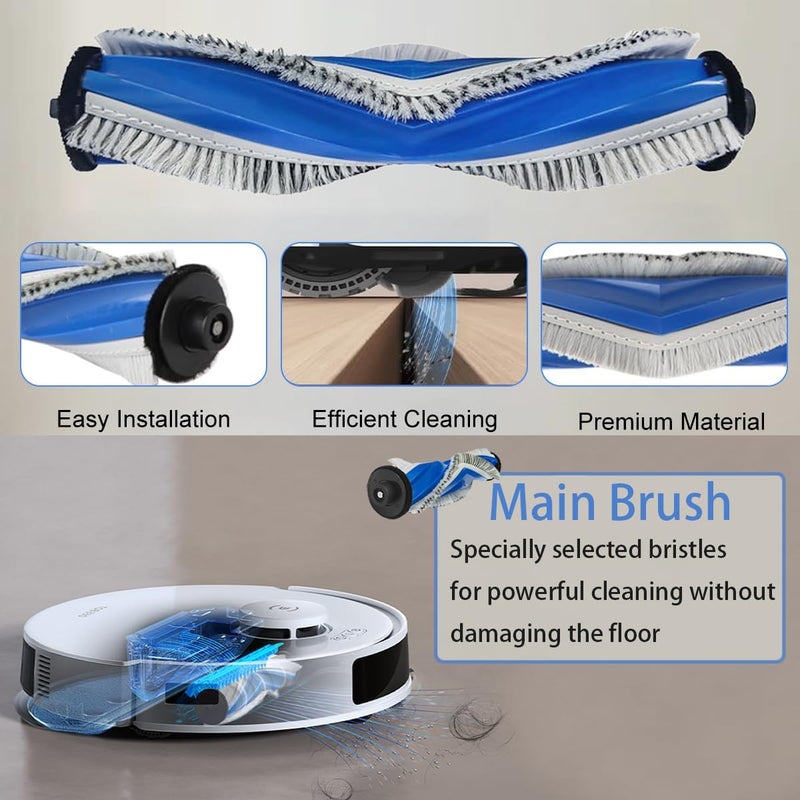 HASTHIP ® Vacuum Cleaner Accessories for Ecovacs N20 Pro/N20 Robot Replacement Vacuum Cleaner Accessories with1 Main Brush, 4 Side Brushes, 2 Mop Cloth, 2 Filters, 1 Cleaning Detailing Brush (10Pcs) - Image 3