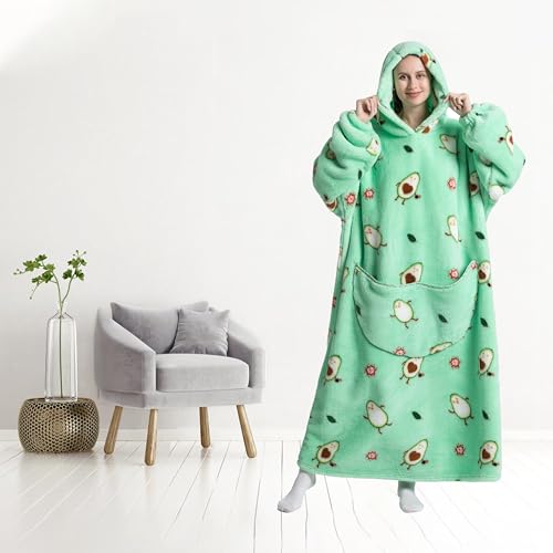 Capecage Blanket Hoodie, Long Hooded Blanket Sweatshirt as Birthday Gifts for Women Men, Long Wearable Blanket for Men Women.(Avocado) - Image 4