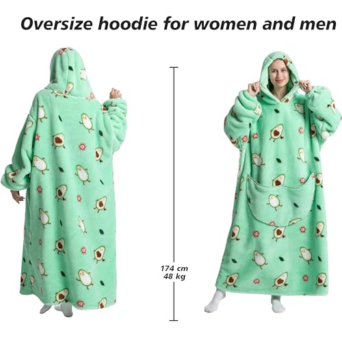 Capecage Blanket Hoodie, Long Hooded Blanket Sweatshirt as Birthday Gifts for Women Men, Long Wearable Blanket for Men Women.(Avocado) - Image 3