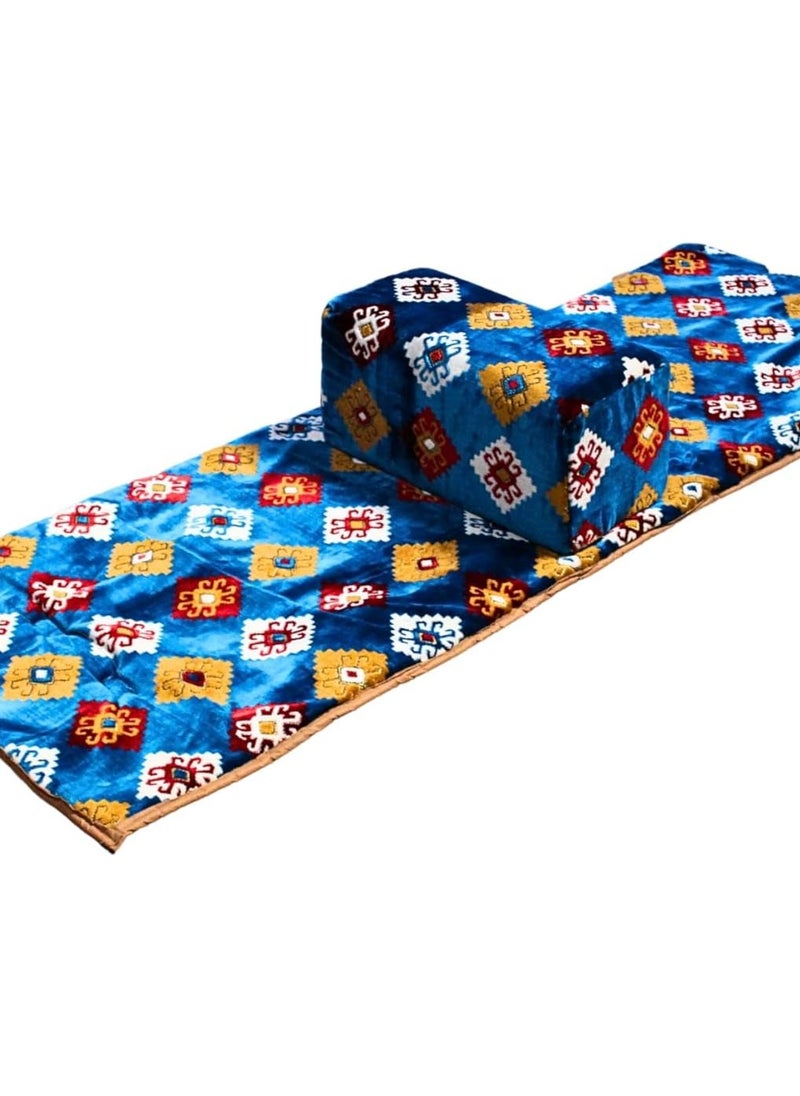 SMART HOME Traditional Saudi rug for camping and picnics with armrest, size 150 x 55 x 25 cm, Saudi mattresses for camping and picnics with a mattress for outdoor trips, fabric, rug with tent, multiple colors  - Image 1