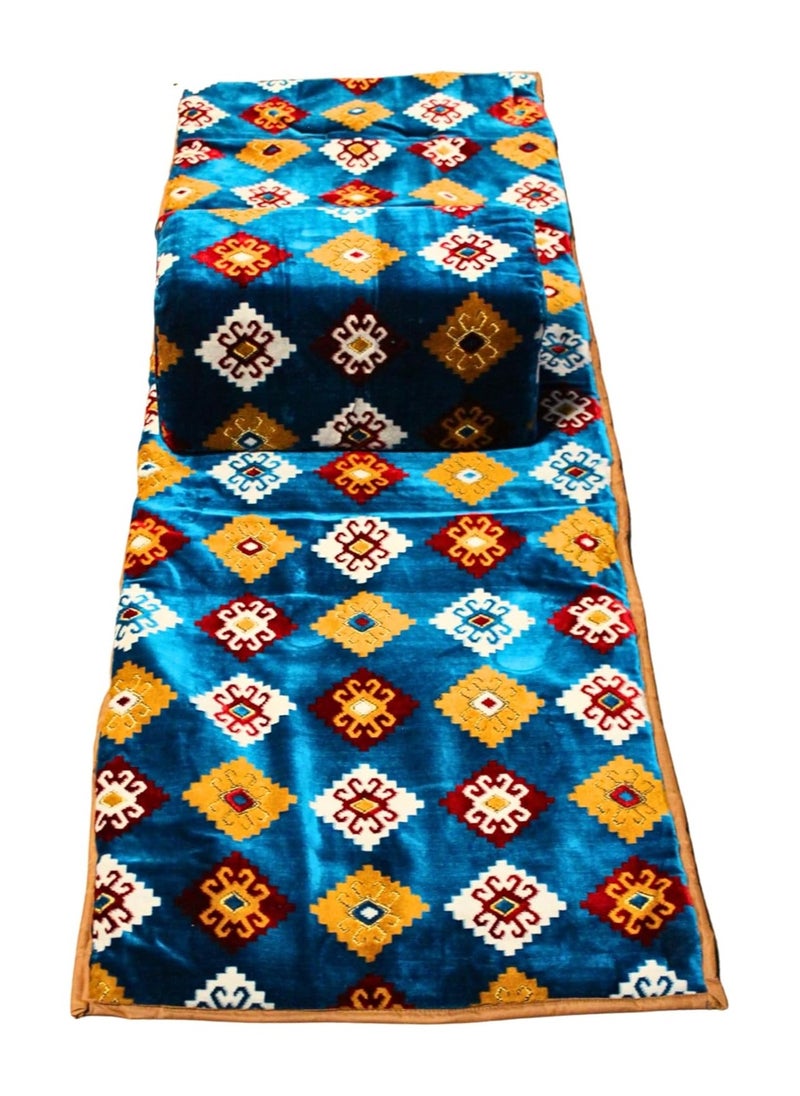 SMART HOME Traditional Saudi rug for camping and picnics with armrest, size 150 x 55 x 25 cm, Saudi mattresses for camping and picnics with a mattress for outdoor trips, fabric, rug with tent, multiple colors  - Image 2