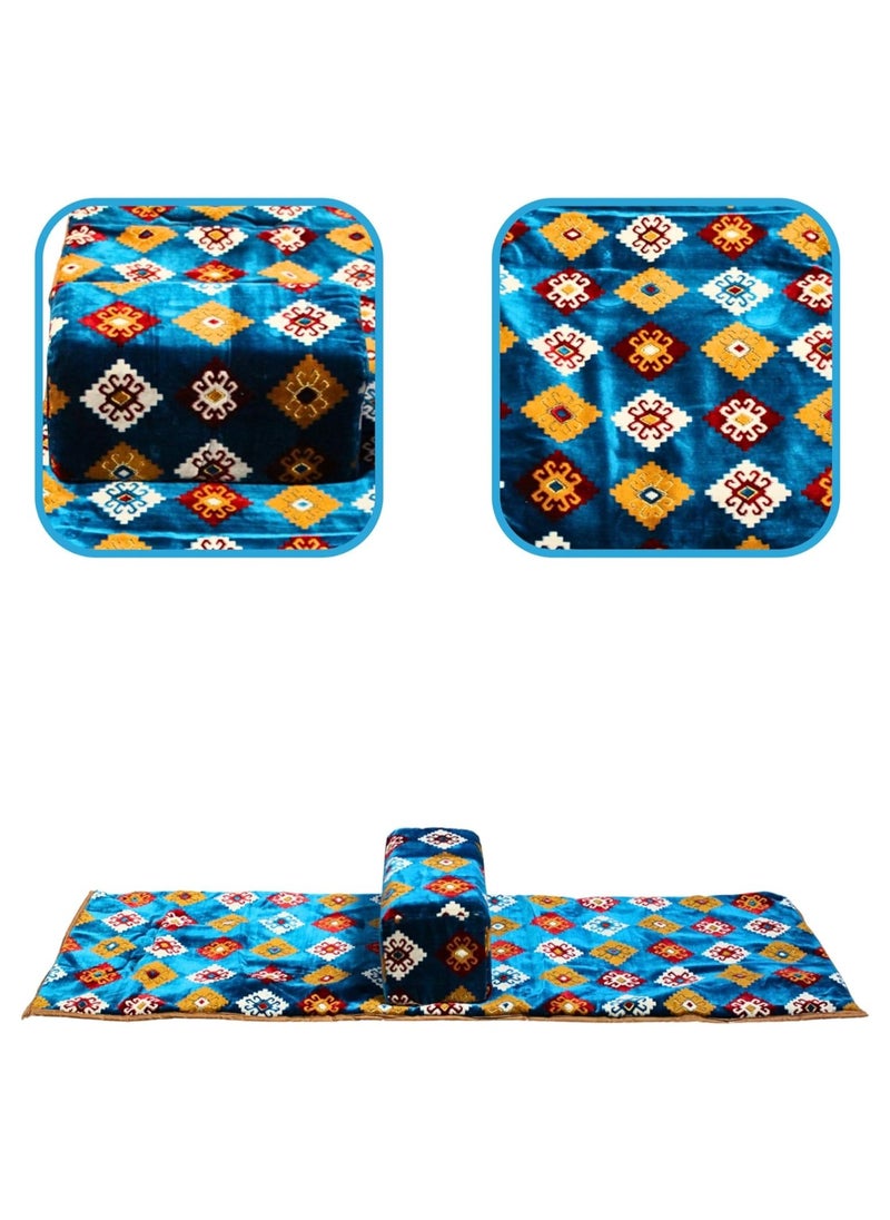 SMART HOME Traditional Saudi rug for camping and picnics with armrest, size 150 x 55 x 25 cm, Saudi mattresses for camping and picnics with a mattress for outdoor trips, fabric, rug with tent, multiple colors  - Image 3