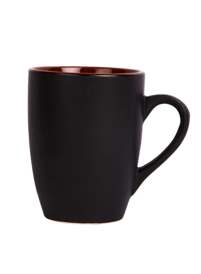 Anwaliya Matte Black Finish Ceramic Coffee Mug Set of 6 (280ml) Handcrafted Design Tea Cups Stackable, Chip Resistant, Large Serving Green Tea Cups, Multicolor Inside (Inner Color May Vary) - Image 2