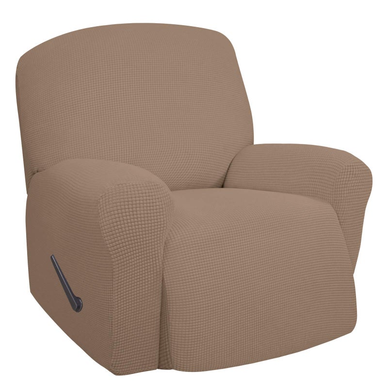 EasyGoing Oversized Recliner Stretch Sofa Slipcover Sofa Cover 1 Piece Furniture Protector Couch Soft with Elastic Bottom KidsPolyester Spandex Jacquard Fabric Small ChecksOversize ReclinerCamel