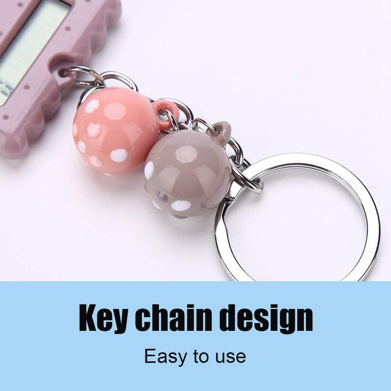 klarako Mini Calculator, 2 in 1 Calculator&Key Chain,Candy Color Digits Electronic Calculator with Silicone Buttons, Portable Cute Cookies Style Pocket Key Chain Calculator,Mini,Gray Purple - Image 4