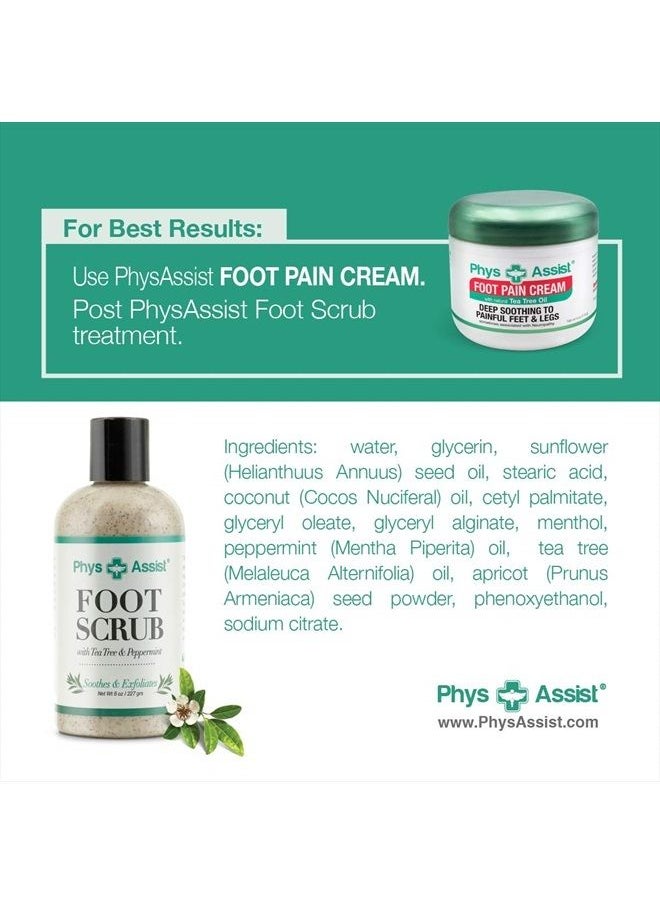Foot Scrub 8 oz. with Tea Tree, Peppermint Soothes and Exfoliates Promoting a Deep Cooling Sensation Leaving Feet Feeling Calm and Refreshed.