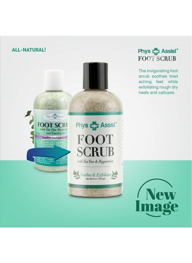 Foot Scrub 8 oz. with Tea Tree, Peppermint Soothes and Exfoliates Promoting a Deep Cooling Sensation Leaving Feet Feeling Calm and Refreshed.