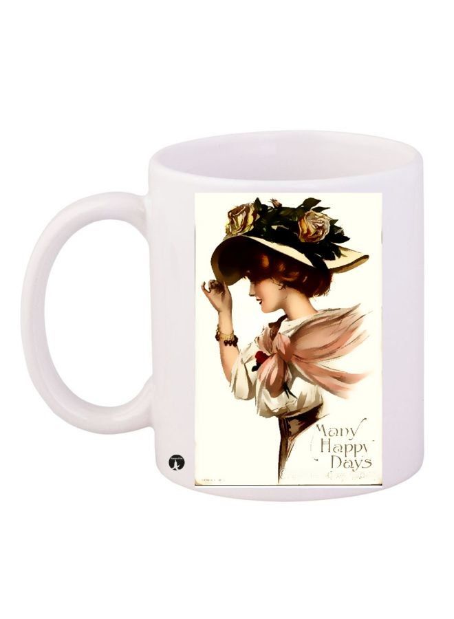 RKN Animated Girl Printed Coffee Mug White/Brown/Beige 11ounce - Image 2