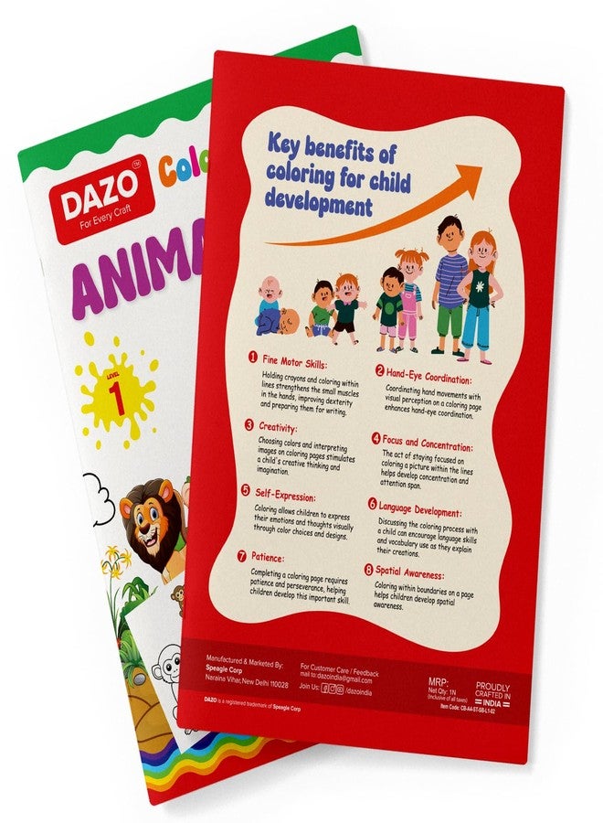 Dazo Coloring Book: Learn with Color: Animals and Fruits Bold Illustrations | Fun Coloring Activities to Develop Logic and Mental Skills for Kids | 8.5 x 11 Inches | Set of 2 - Image 4
