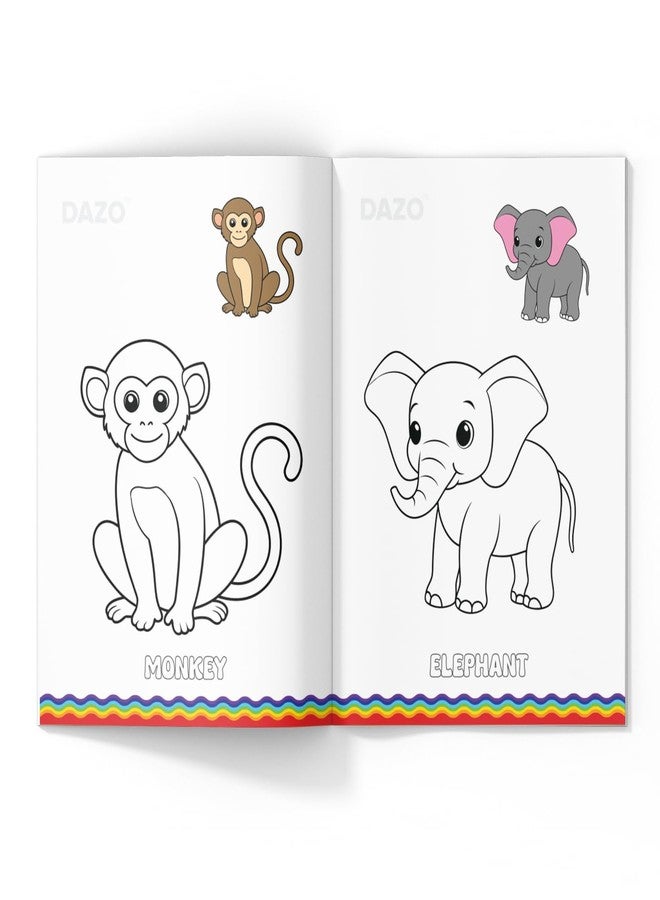 Dazo Coloring Book: Learn with Color: Animals and Fruits Bold Illustrations | Fun Coloring Activities to Develop Logic and Mental Skills for Kids | 8.5 x 11 Inches | Set of 2 - Image 3