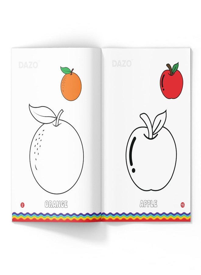 Dazo Coloring Book: Learn with Color: Animals and Fruits Bold Illustrations | Fun Coloring Activities to Develop Logic and Mental Skills for Kids | 8.5 x 11 Inches | Set of 2 - Image 2