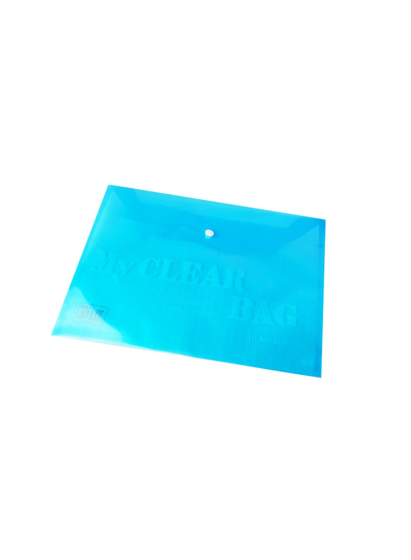 MASCO Blue Clear Files with Snap Button, Pack of 12