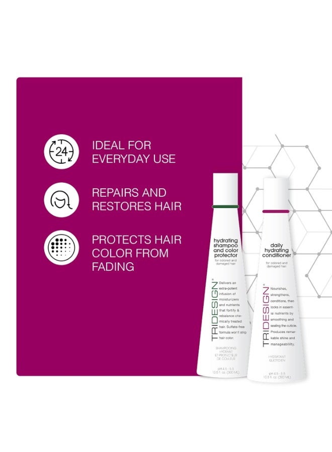 TRIDESIGN TRIDesign Hydrating Shampoo & Conditioner Set - Sulfate Free Shampoo & Conditioner for Dry & Damaged Hair - Protect, Repair, and Moisturize Curly, Straight, Wavy, and Color-Treated Hair - 10.5 Ounce  - Image 3