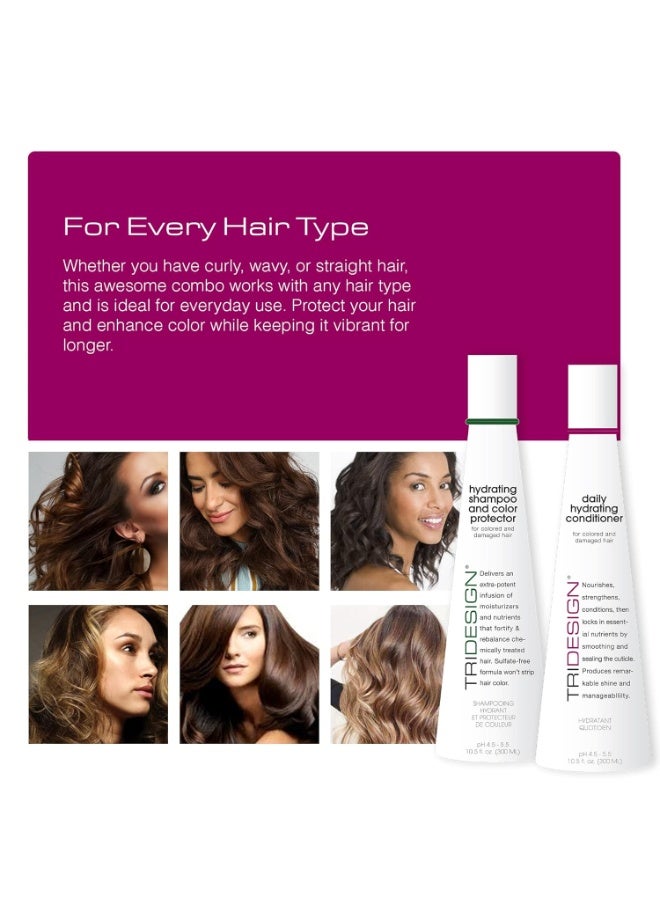 TRIDESIGN TRIDesign Hydrating Shampoo & Conditioner Set - Sulfate Free Shampoo & Conditioner for Dry & Damaged Hair - Protect, Repair, and Moisturize Curly, Straight, Wavy, and Color-Treated Hair - 10.5 Ounce  - Image 4