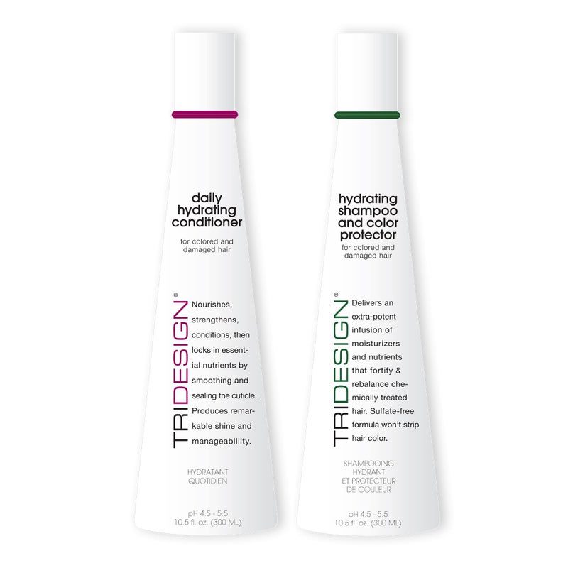 TRIDESIGN TRI Design Hydrating Shampoo & Conditioner Set - Sulfate Free Shampoo & Conditioner for Dry & Damaged Hair - Protect, Repair, and Moisturize Curly, Straight, Wavy, and Color-Treated Hair - 10.5 Ounce - Image 1