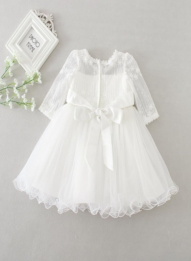 AGQT Infant Girls Dresses Flower Girl Dress Tutu Dress Kids Princess Birthday Dresses Wedding Bridesmaid Birthday Party Pageant Tutu Tulle Princess Dresses White Size 6M-12M - Image 5