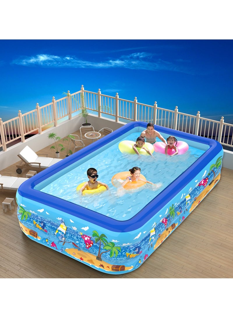 Inflatable Swimming Pool, Thickened Large Kiddle Pool, Blowup Pool for Summer Water Party, Family Swimming Pool for Backyard Garden Outdoor Indoor (210x140x55cm)  - Image 1