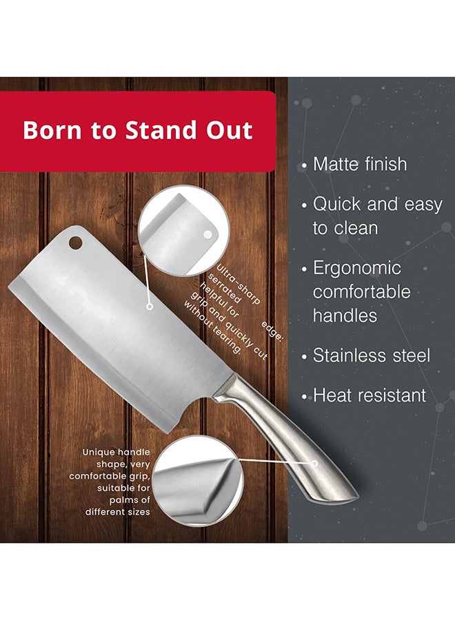 Feelings Stainless Steel Cleaver Knife Heavy-Duty Meat & Vegetable Chopper with Ergonomic Handle Size 17 cm (KQ0800) - Image 3