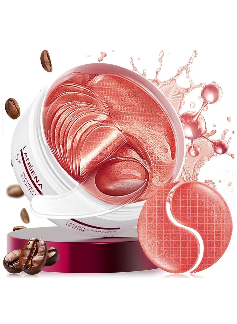 LANBENA لنبينا لاصقات هيدرا-جل للعيون مع الببتيدات للتخلص من الهالات السوداء والعيون المنتفخة، تقلل من أكياس تحت العين وتساعد على تنعيم التجاعيد، مضادة للشيخوخة، لاصقات للعناية ببشرة العين مع الكولاجين القابل للذوبان والببتيدات - 30 زوجًا - Image 1