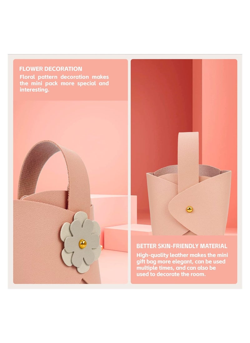 Generic Cute Flower Leather Gift Box Set 10 Pack Reusable Candy Bags for Birthday Wedding Party Favor Handbags with Handle for Mother's Day and Anniversaries Pink  - Image 2