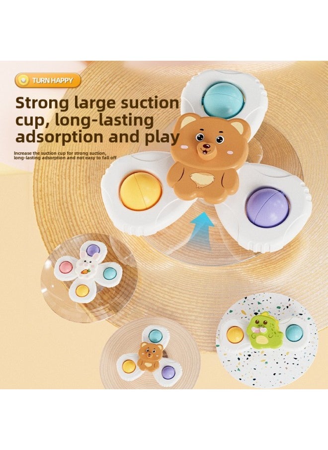 xozgdovg - Children's Sucker Turning Music Pacifying Toy Spinning Top Baby Can Chew Bathroom Water Play Small Toy-Color:Zhuanzhuanle 3-piece Set*dinosaur Bunny Bear 【opp Bag】 - Image 1