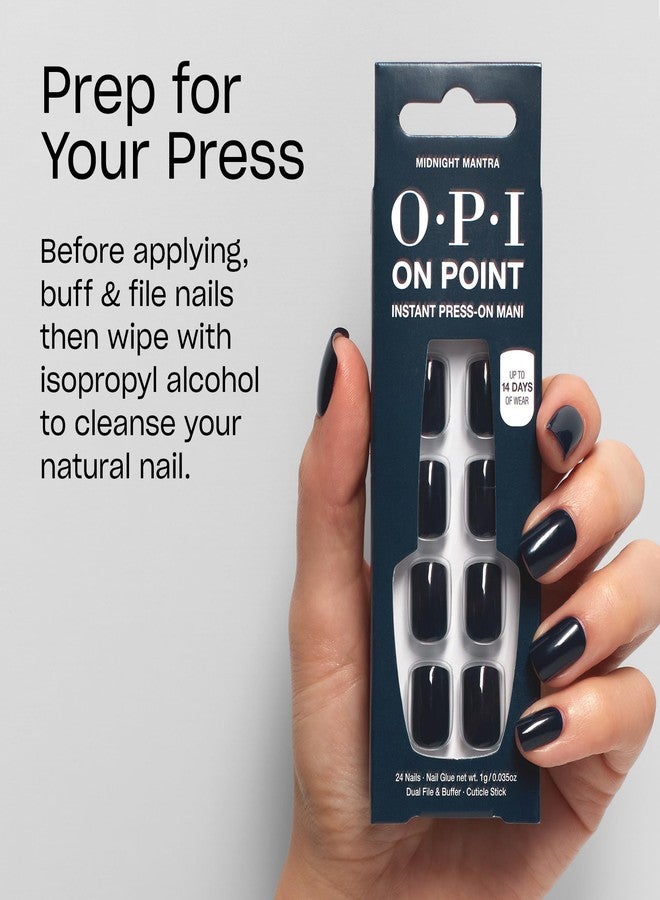 OPI On Point Midnight Mantra | Short Round Navy Blue Press On Nails | With Nail Glue | Long Lasting, Reusable, Non-damaging - Image 5