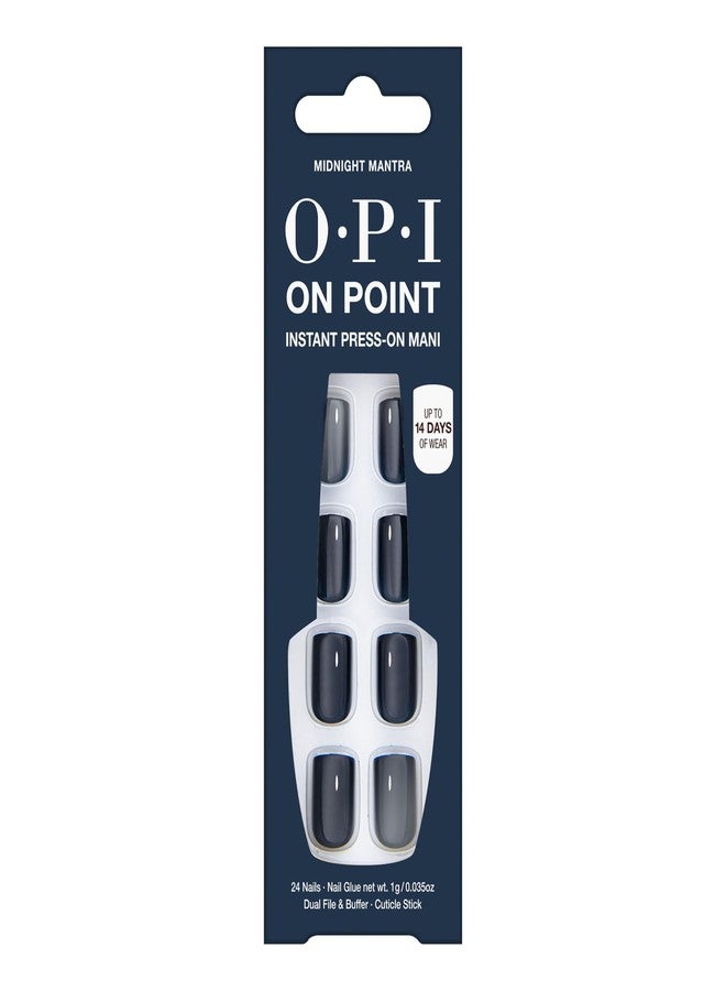OPI On Point Midnight Mantra | Short Round Navy Blue Press On Nails | With Nail Glue | Long Lasting, Reusable, Non-damaging - Image 1