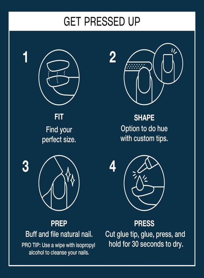 OPI On Point Midnight Mantra | Short Round Navy Blue Press On Nails | With Nail Glue | Long Lasting, Reusable, Non-damaging - Image 4