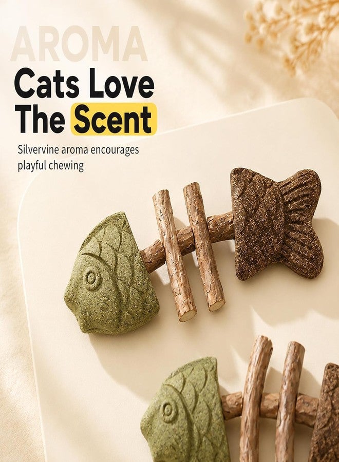 3pcs Catnip & Silvervine Fishbone-Shaped Cat Chew Toy - Image 4