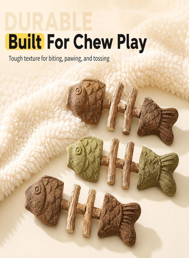 3pcs Catnip & Silvervine Fishbone-Shaped Cat Chew Toy - Image 3