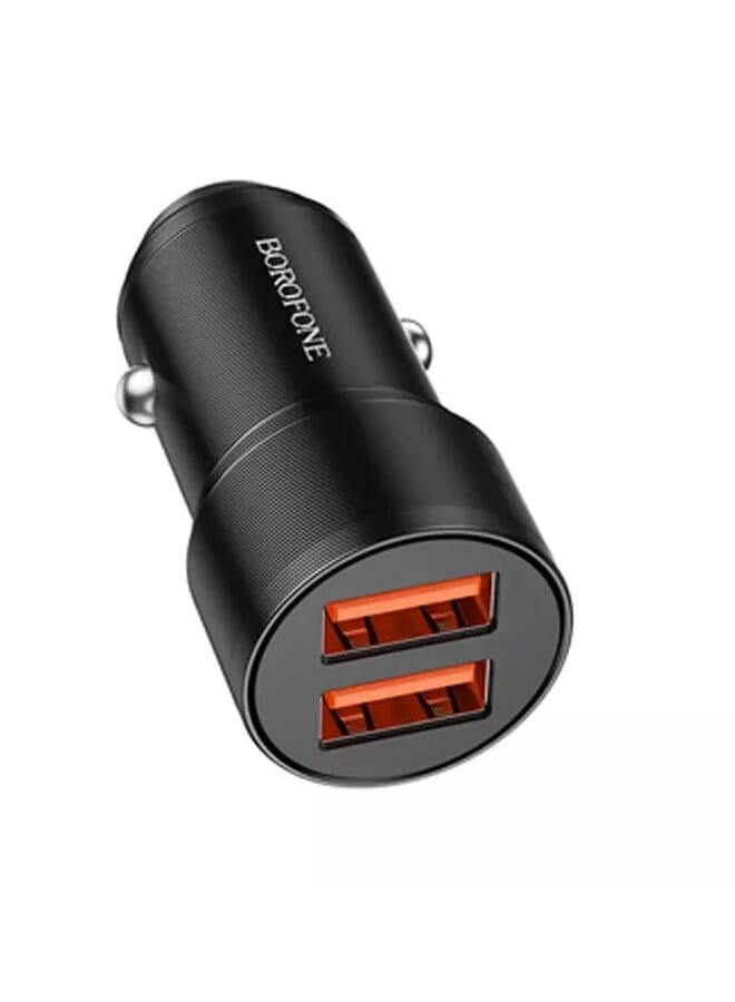 بوروفون Borofone BZ19 شاحن سيارة معدني بمنفذ USB مزدوج مع كابل USB من النوع C 2.4A 12W 5V - Image 2