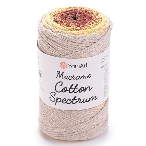 YarnArt Macrame Cotton Spectrum – 80% Cotton Multicolor Cord – 8.8 oz (250g), 246 yds (225m) – Colorful Rope for Knots, Weaving, DIY Crafts – Worsted Weight Aran (4) (1325) - Image 1