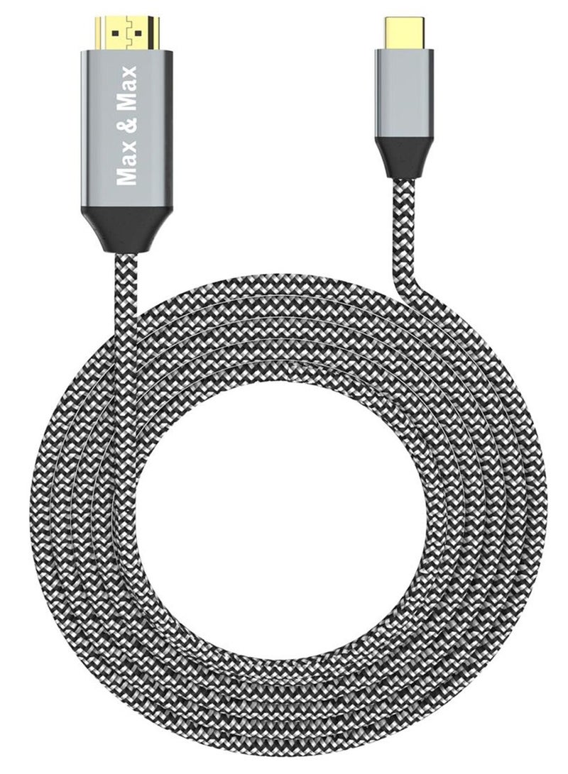 Max & Max Type-C to HDMI Cable 4K 60Hz UHD HDR 2M – Aluminum Shell High-Speed Converter Compatible with MacBook Pro/Air, iPad Pro, Galaxy S22/S23+, Chromebook & Huawei P50 - Image 1