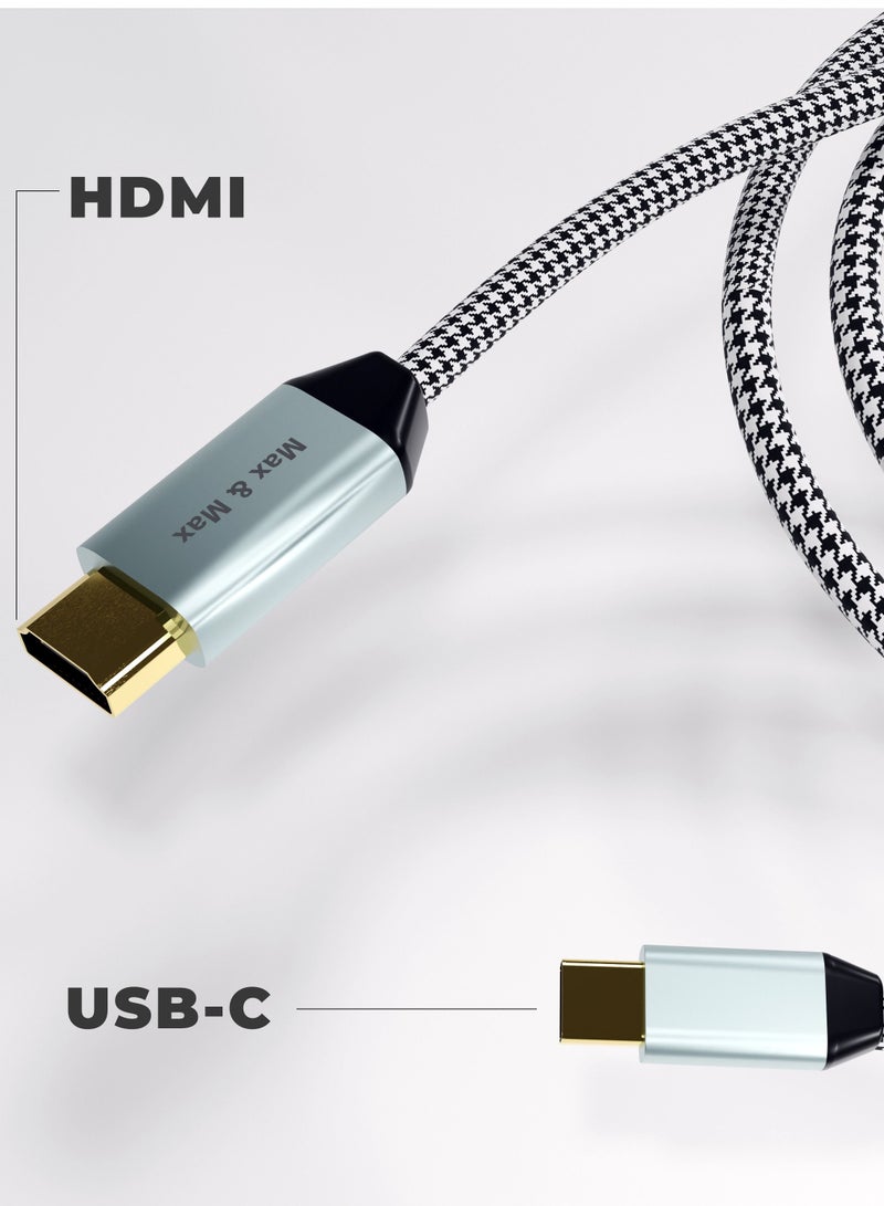 Max & Max Type-C to HDMI Cable 4K 60Hz UHD HDR 2M – Aluminum Shell High-Speed Converter Compatible with MacBook Pro/Air, iPad Pro, Galaxy S22/S23+, Chromebook & Huawei P50 - Image 3