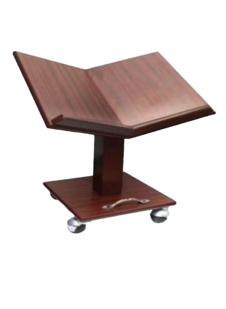 Brown wood Quran holder with wheels